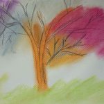Intuïtieve tekening van een kleurrijke boom