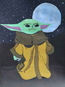 Goache painting Baby Yoda